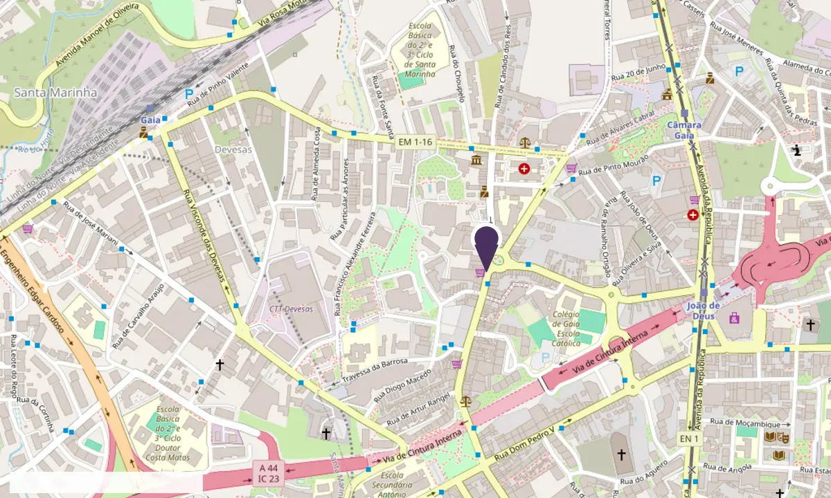 Mapa estático com a localização da Orto Sis Medicina Dentária em Vila Nova de Gaia